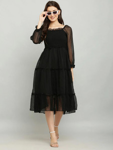 Jazzups enterprises Women Fit and Flare Black