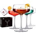 JBHO Martini Glasses, Crystal Coupe Glasses Set of 4, 10 Oz, Large and Fancy Cocktail Glasses, Hand-Blown Champagne Coupe Glasses for Espresso Martini, Manhattan as Bar Glassware or Mother's Gift