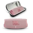 JBL Charge 5 - Portable Bluetooth Speaker with Megen Hardshell Travel Case with IP67 Waterproof and USB Charge Out (Pink)