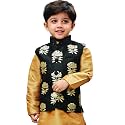 JBN Creation Boys' Silk Blend Nehru Jacket || Banarasi Brocade Woven Jacquard Modi/Nehru Jacket || Ethnic Wear for Festivals, Weddings