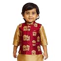 JBN Creation Boys' Silk Blend Nehru Jacket || Banarasi Brocade Woven Jacquard Modi/Nehru Jacket || Ethnic Wear for Festivals, Weddings