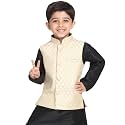 JBN Creation Boys' Silk Blend Nehru Jacket || Banarasi Brocade Woven Jacquard Modi/Nehru Jacket || Ethnic Wear for Festivals, Weddings