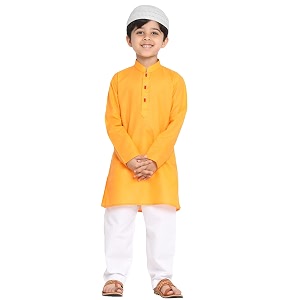 jbn creation boys cotton blend kurta pyjama set - ethnic elegance for festivals  comfortable classic collar full sleeves kurta for kids