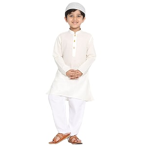jbn creation boys cotton blend kurta pyjama set - ethnic elegance for festivals  comfortable classic collar full sleeves kurta for kids