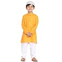JBN Creation Boys Cotton Blend Kurta Pyjama Set - Ethnic Elegance for Festivals | Comfortable Classic Collar Full Sleeves Kurta for Kids
