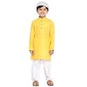 JBN Creation Boys Cotton Blend Kurta Pyjama Set - Ethnic Elegance for Festivals | Comfortable Classic Collar Full Sleeves Kurta for Kids
