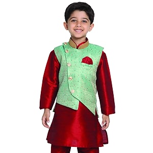 jbn creation boys39 mint green silk blend nehru jacket jbnbj003gn for 4-5 years