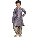 JBN Creation Green Cotton Silk Blend Boys Indo Wstern Style Sherwani Set