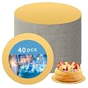 JCD 40 Pcs Gold Color Cakeboards, Cake Boards 6 inch Round, Food-Graded Cardboard Cake Rounds Cake Base, Waterproof and Oil-Proof Cake Boards for Cake DIY, Dessert (Gold, 6inch/40Pcs)
