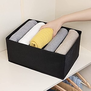 jd fresh 1 pcs non-woven cloth organizer for storagefoldable wardrobe organiser for clothescollapsible storage boxstorage baskets for organizing shirtspantsjeansdresssweaters - 5 slot black