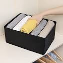 JD FRESH 1 Pcs Non-Woven Cloth Organizer for Storage/Foldable Wardrobe Organiser for Clothes/Collapsible Storage Box/Storage Baskets for Organizing Shirts/Pants/Jeans/Dress/Sweaters - (5 Slot, Black)