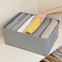 JD FRESH 1 Pcs Non-Woven Cloth Organizer for Storage/Foldable Wardrobe Organiser for Clothes/Collapsible Storage Box/Storage Baskets for Organizing Shirts/Pants/Jeans/Dress/Sweaters - (5 Slot, Grey)
