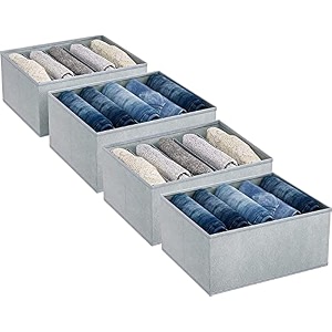 jd fresh 10 pcs non-woven cloth organizer for storagefoldable wardrobe organiser for clothescollapsible storage boxstorage baskets for organizing shirtspantsjeansdresssweaters - 5 slot grey