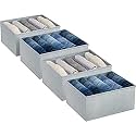 JD FRESH 10 Pcs Non-Woven Cloth Organizer for Storage/Foldable Wardrobe Organiser for Clothes/Collapsible Storage Box/Storage Baskets for Organizing Shirts/Pants/Jeans/Dress/Sweaters - (5 Slot, Grey)