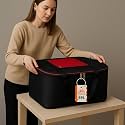 JD FRESH 10 Piece Nylon Storage Bag/Underbed Packing Bags/Large Storage for Blankets/Bedsheets/Towels/Moisture Proof Cloth Bag/Wardrobe Organizer with Zip Closure &amp; Strap(Red &amp; Black/69 Litre)