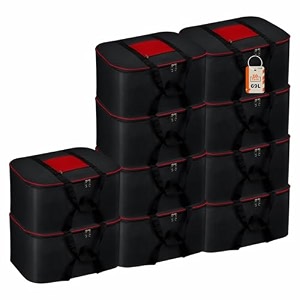 jd fresh polycotton 69 liters blanket storage bagbig size storage for travel sleeping bagcloth organizer for storagespace saver bag for bedsheettoyscomforterscushions - pack of 10 red amp black