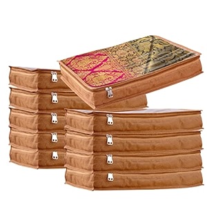 jd fresh 10 pieces saree covers for clothes with zip sari cover bags for saree storage saree bags for wardrobe storage organizer for wardrobe pack of 10 peices size 13 x 165 x 3 inch