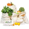 JD FRESH Set of 15 Reusable Cotton Storage Bags for Fridge/Eco Friendly Fruits and Vegetables Bag/Washable with Drawstrings/Multipurpose Organizer(5 Large, 5 Medium &amp; 5 Small Bags)