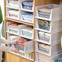 JD Fresh 12 Pieces Large Stackable Wardrobe Organizer for Storage/Foldable Cupboard Organiser for Clothes/Polypropylene Multipurpose Storage Rack/Adjustable Sliding Drawer (White)