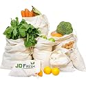 JD FRESH Set of 18 Reusable Cotton Storage Bags for Fridge/Eco Friendly Fruits and Vegetables Bag/Washable with Drawstrings/Multipurpose Organizer(6 Large, 6 Medium &amp; 6 Small Bags)