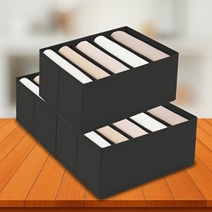 jd fresh 2 pcs non-woven cloth organizer for storagefoldable wardrobe organiser for clothescollapsible storage boxstorage baskets for organizing shirtspantsjeansdresssweaters - 5 slot black