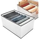 JD FRESH 2-Piece Set Of Non-Woven Fabric Clothing Organizers For Wardrobe/Foldable Cupboard Storage Boxes/Rectangular Almirah Organizers For Shirts/Pants/T-Shirts/Dress/Sweaters/Jeans(Black/7 Slots)