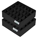 JD FRESH Fabric 24 Compartment Wardrobe Organizer/Closet Storage Box for Underwear/Socks/Ties/Scarves/Bras/Lingerie/Almirah Compartment Storage Solution Foldable Drawer Organizers (Pack of 2, Black)
