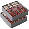 JD FRESH Fabric 24 Compartment Wardrobe Organizer/Closet Storage Box for Underwear/Socks/Ties/Scarves/Bras/Lingerie/Almirah Compartment Storage Solution Foldable Drawer Organizers (Pack of 2, Grey)