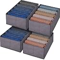 JD FRESH 2 Pcs Non-Woven Cloth Organizer for Storage/Foldable Wardrobe Organiser for Clothes/Collapsible Storage Box/Storage Baskets for Organizing Shirts/Pants/Jeans/Dress/Sweaters - (5 Slot, Grey)