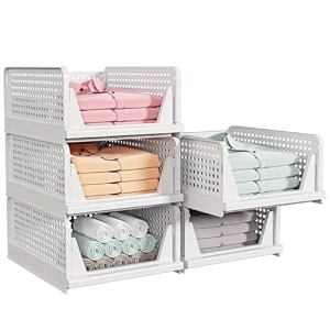jd fresh polypropylene 2 pieces wardrobe organizer for storagefoldable amp stackable closet basketcupboard organizer for clothesalmirah space saverwhite
