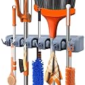 JD FRESH 5 Slot & 6 Hook Plastic Mop and Broom Holder Wall Mount, Anti Slip Heavy Duty Waterproof Broomstick Hanger Stand Organizer Tool Kitchen Home Garden Bathroom (Grey)