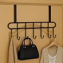 JD FRESH 2 Pcs Carbon Steel Over The Door Hook Hanger for Clothes with 7 Hooks, No Drill Space Saving Perfect Organizer for Towel, Coat, Hat Suitable for Bathroom, Bedroom, Kitchen, Utility (Black)