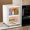 JD FRESH 2 Tier Foldable Plastic Rack for Storage/Kitchen Cupboard/Versatile and Sturdy Wardrobe for Clothes/Multipurpose Storage Organizer/Closet for Bedroom/Living Room/Laundry Room (Transparent)