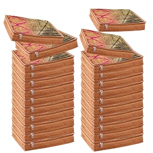 jd fresh 20 pieces saree covers for clothes with zip sari cover bags for saree storage saree bags for wardrobe storage organizer for wardrobe pack of 20 peices size 13 x 165 x 3 inch
