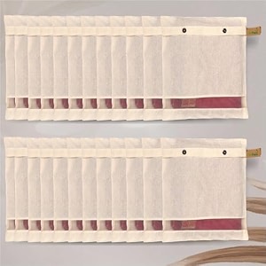 jd fresh 24 pcs cotton saree covers for storage 16 x 14 inch saree bags with zip amp transparent mesh window  saree organiser for wardrobe  breathable cloth bags off white