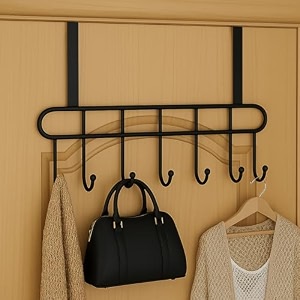 jd fresh 3 pcs carbon steel over the door hook hanger for clothes with 7 hooks no drill space saving perfect organizer for towel coat hat suitable for bathroom bedroom kitchen utility black