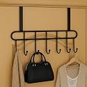 JD FRESH 3 Pcs Carbon Steel Over The Door Hook Hanger for Clothes with 7 Hooks, No Drill Space Saving Perfect Organizer for Towel, Coat, Hat Suitable for Bathroom, Bedroom, Kitchen, Utility (Black)