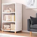 JD FRESH 3 Tier Foldable Plastic Rack for Storage/Kitchen Cupboard/Versatile and Sturdy Wardrobe for Clothes/Multipurpose Storage Organizer/Closet for Bedroom/Living Room/Laundry Room (Transparent)