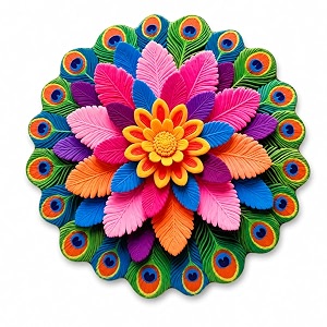 JD FRESH 3D Rangoli Design Door Mat