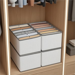 jd fresh 4 pcs 7 slot non-woven fabric cloth organizer for storagefoldable wardrobe organizermultipurpose organisers storage box for clothesshirtst-shirtsdresssweatersjeans white