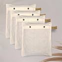 JD FRESH 4 Pack Double Pocket Hanging Cotton Saree Cover Bag with Mesh Transparent Window and Zip, 71 x 45 Cm Saree Storage Organizer for Wardrobe, Saree Hanging Cover for Clothes Storage - Off White
