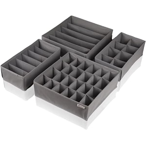 jd fresh fabric 24 compartment wardrobe organizercloset storage box for underwearsockstiesscarvesbraslingeriealmirah compartment storage solution foldable drawer organizers pack of 4 grey