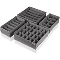 JD FRESH Fabric 24 Compartment Wardrobe Organizer/Closet Storage Box for Underwear/Socks/Ties/Scarves/Bras/Lingerie/Almirah Compartment Storage Solution Foldable Drawer Organizers (Pack of 4, Grey)