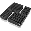 JD FRESH Fabric 24 Compartment Wardrobe Organizer/Closet Storage Box for Underwear/Socks/Ties/Scarves/Bras/Lingerie/Almirah Compartment Storage Solution Foldable Drawer Organizers (Pack of 4, Black)