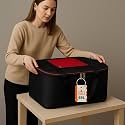 JD FRESH 4 Piece Nylon Storage Bag/Underbed Packing Bags/Large Storage for Blankets/Bedsheets/Towels/Moisture Proof Cloth Bag/Wardrobe Organizer with Zip Closure &amp; Strap(Red &amp; Black/69 Litre)
