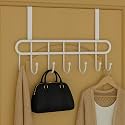 JD FRESH 4 Pcs Carbon Steel Over The Door Hook Hanger for Clothes with 7 Hooks, No Drill Space Saving Perfect Organizer for Towel, Coat, Hat Suitable for Bathroom, Bedroom, Kitchen, Utility (White)