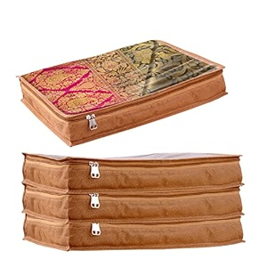 jd fresh 4 pcs non-woven saree covers for storagesaree bags with zipmulti-purpose lehenga storage bagclothes covers for dressessareeslehengas 165x13x3 inch