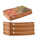 JD FRESH 4 Pcs Non-Woven Saree Covers For Storage/Saree Bags with Zip/Multi-Purpose Lehenga Storage Bag/Clothes Covers for Dresses/Sarees/Lehengas (16.5x13x3 Inch)