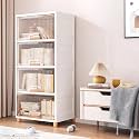JD FRESH 4 Tier Foldable Plastic Rack for Storage/Kitchen Cupboard/Versatile and Sturdy Wardrobe for Clothes/Multipurpose Storage Organizer/Closet for Bedroom/Living Room/Laundry Room (Transparent)