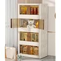 JD FRESH 4-Tier Plastic Double Door Wardrobe for Storage/Storage Organizer/Kitchen Cupboard/Versatile and Sturdy Almirah for Clothes/Closet for Bedroom/Living Room/Laundry Room/Study (White)